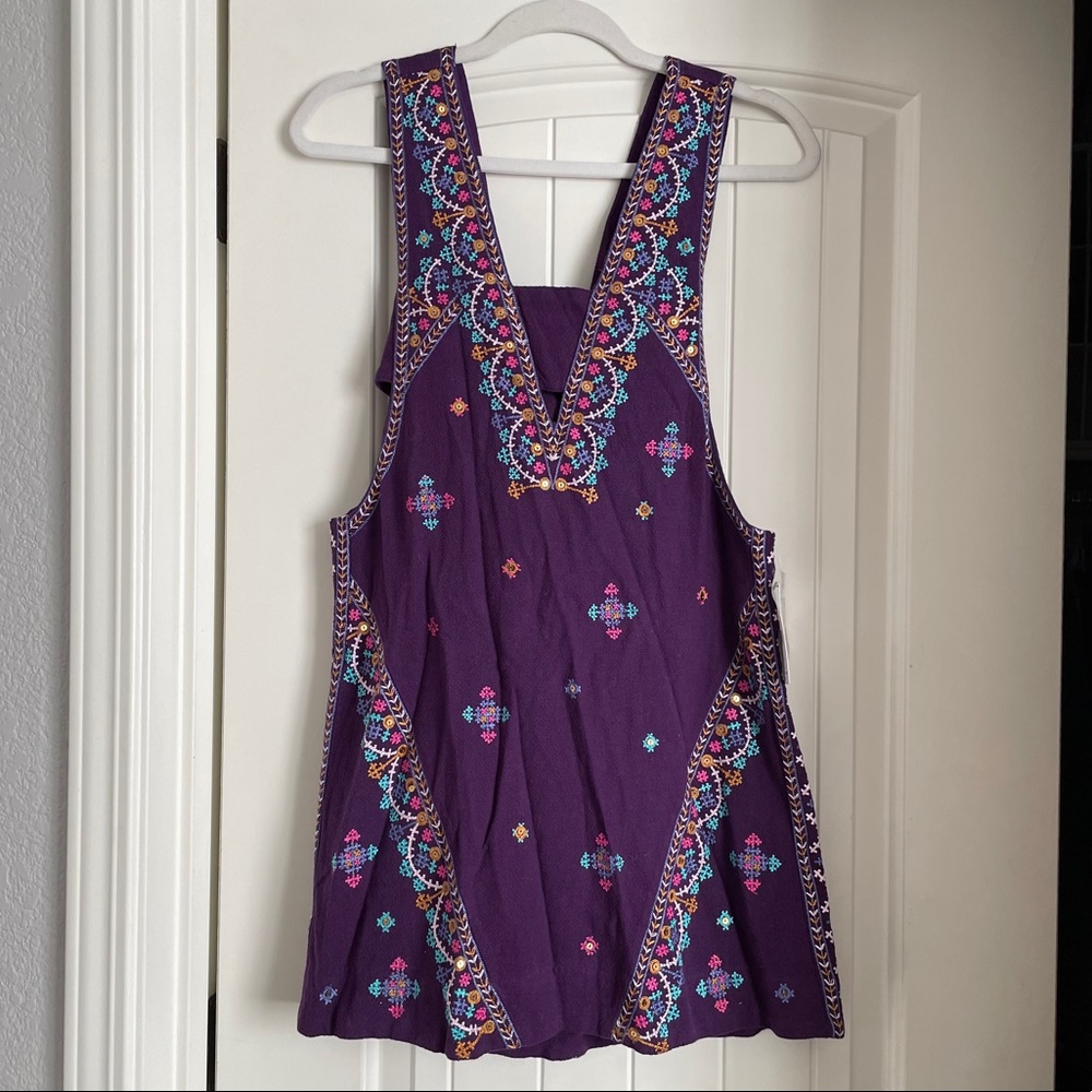 Free people purple embroidered tank dress